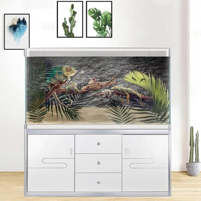24X16IN Rock Stone Decor Aquarium Background, Black Rock Fish Tank Background, Natural Stone Glass Terrarium Background with 10 EVA Double-Sided Tape - size: 24X16in/60X40cm