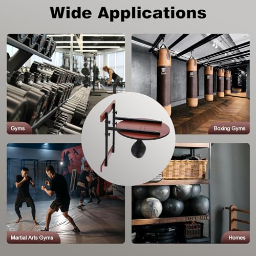 Speed Bag Platform Speed Bag Boxing Kit for Adults Height Adjustable Wall-Mounted Heavy Duty Boxing Training Equipment 360° Rotatable Speed Ball with Punching Ball Fits Home Gym Workout - color: Black 2 Mounting Boards