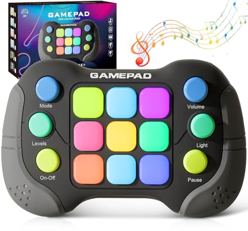 Christmas Fast Push Game Fidget Toys Handle, Upgraded Flashing Quick Press Games Pro for Kids, Speed Push Light Up Fidget Game, Educational Handheld Console Gamepad Toy for Boys Girls - style: Grey