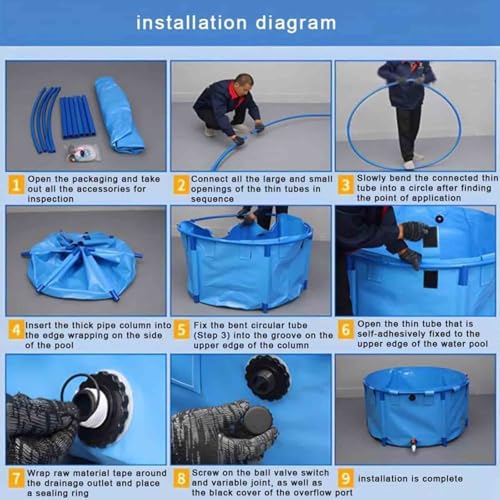 Large Outdoor Fish Holding Tank with Drain Valve, Canvas Fish Pond.Extra Large Round Canvas Fish Pond Pool with Flexible PVC Liner - Above Ground Aquarium Tank, Easy Setup for Fish, Plants & - size: 2.5*0.8m