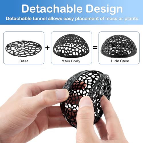 2 Pack Aquarium Shrimp Hide Cave, Porous Shrimp Hideout Shelter for Breeding & Molting, Detachable Tunnel Ornament for Fish Tank, Shrimp & Small Fish (Black)
