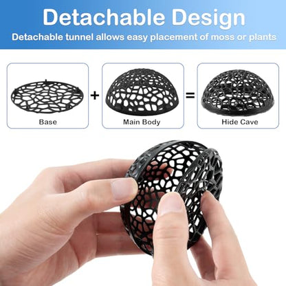2 Pack Aquarium Shrimp Hide Cave, Porous Shrimp Hideout Shelter for Breeding & Molting, Detachable Tunnel Ornament for Fish Tank, Shrimp & Small Fish (Black)