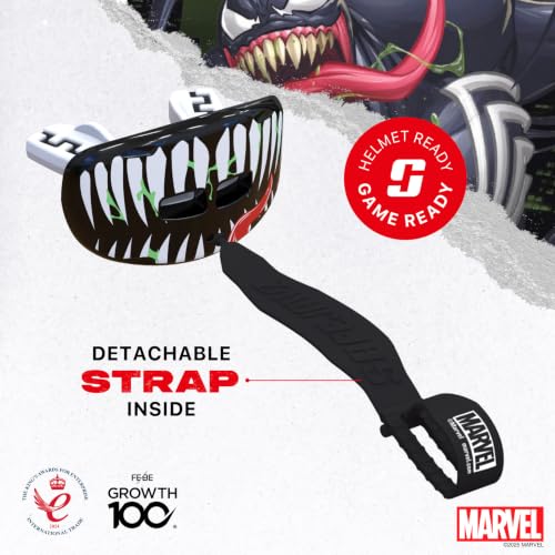 Marvel Venom Lip Guard, Football Mouth Guard with Detachable Strap - color: Venom