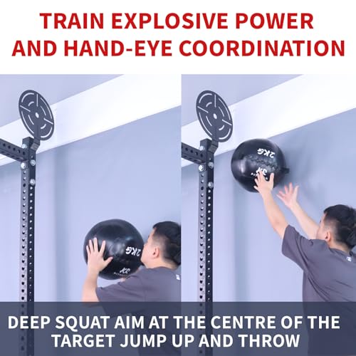AHTAPFON Wall Ball Target for Rack Mounted with Extension,Medicine Ball Target for Power Rack Attachments,Home Gym Exercise Ball Squash Fitness for Enhance Explosive Power - size: 5/8″-16mm Hole