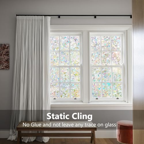 Window Film, Window Privacy Film, Stained Glass Window Decals, Rainbow Window Film Holographic, Window Covering Film Privacy, Window Prism Film, Half Moon Anti-UV (23.6 x 118.1 Inch) - color: Rainbow, size: 23.6 x 118.1 Inch