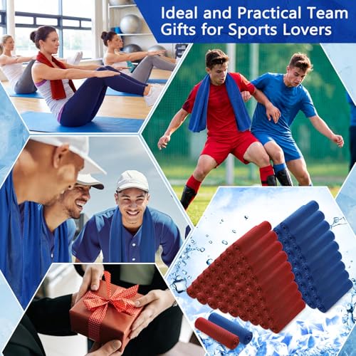 Hosuly 100 Pack Cooling Towels, 40"x12" - color: Deep Blue, Red