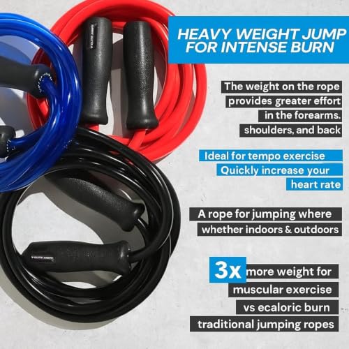 Elite Jumps Muay Thai 2.0 Weighted Jump Rope for MMA, 1.1 lbs, 8 ft - color: Blue