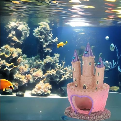 Castle Aquarium Decoration, Castle Fish Tank Decorations Girl Aquarium Decorations Princess House Castle Fish Tank Ornament Heart Castle Aquarium Ornament for Aquatic Pets to Breed Play and Rest