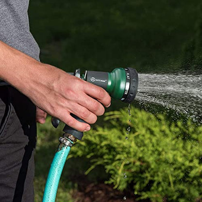 AUTOMAN Garden Hose Nozzle 2PK, ABS Water Spray Nozzle with 7 Adjustable Patterns, Slip Resistant for Watering Plants, Lawn, Garden, Washing Cars, Cleaning, Showering Pets & Outdoor Fun - color: Dark Green ×2