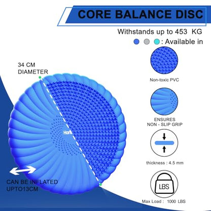 Wobble Cushion Core Balance Disc, Wiggle Seat with Inflation Pump - color: 2Blue