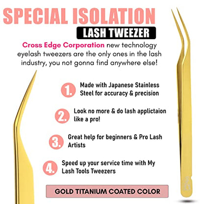 My Lash Tools New Isolation Lash Tweezers For Eyelash Extensions Best for Individual Isolation & Classic Lashes Japanese Stainless Steel Lightweight Precision Lashing Twisers (Gold) - color: Gold