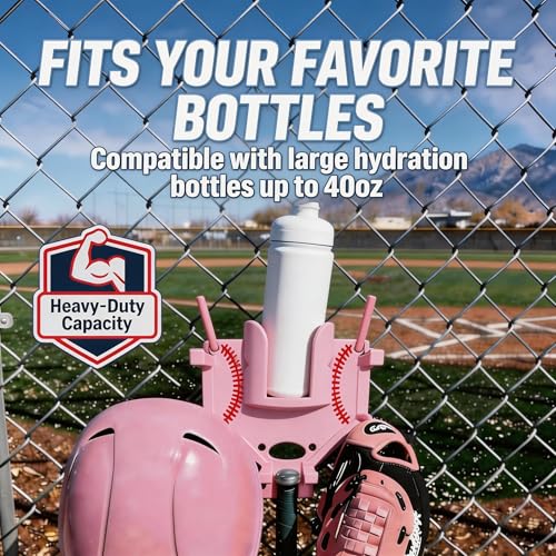 Baseball Softball Dugout Organizer - Fence-Mounted Hanging Holder for Bat Glove Helmet & Water Bottles - with Secure Clips - Heavy-Duty PLA 3D Print, Keeps Dugout Neat & Accessible - color: Black