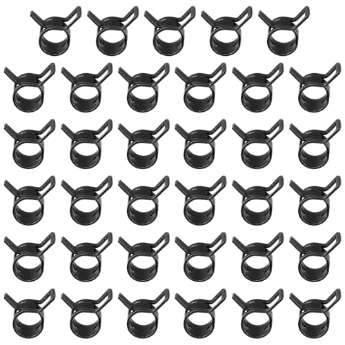 PATIKIL Spring Band Hose Pipe Clamps for 8-9.2mm OD Hose, 35 Pack Silicone Vacuum Constant Tension Band Clips for Fuel Line Silicone Air Hose Tube Water Pipe, Black - color: Black, size: 8-9.2mm