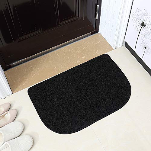 COSY HOMEER 27X18 Inch Anti Fatigue Kitchen Rug Mats are Made of 100% Polypropylene Half Round Rug Cushion Specialized in Anti Slippery and Machine Washable (Black 1 pc) … - color: Black, size: 1'6" x 2'3" (Semicircular)