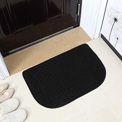 COSY HOMEER 27X18 Inch Anti Fatigue Kitchen Rug Mats are Made of 100% Polypropylene Half Round Rug Cushion Specialized in Anti Slippery and Machine Washable (Black 1 pc) … - color: Black, size: 1'6" x 2'3" (Semicircular)