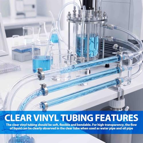 Clear Vinyl Tubing Clear Hose PVC Tubing Plastic Tube for Aquarium Hose Air Hose Irrigation (3/8" ID x 1/2” OD x 25 Feet) - size: 3/8" ID x 1/2” OD x 25 Feet