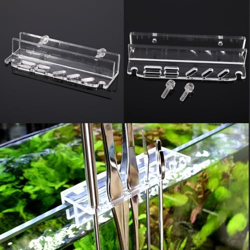 Acrylic Transparent Aquarium Tool Holder 7-Hole Rack Wall Mount Storage Fish Tank Maintenance Organizer for Scissors Tweezers Scraper Spatula