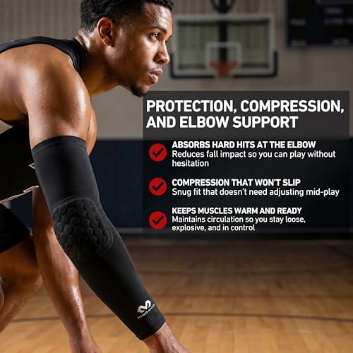 McDavid HEX Shooter Arm Sleeve Single Padded Compression Sleeve Basketball Football Sports Protection - color: Black, size: X-Small