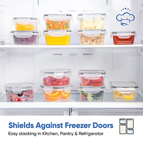 Chef's Path 32 Piece Airtight Food Storage Containers with Easy Snap Lids, 16 Containers and Lids, Stackable Kitchen and Pantry Canisters for Meal Prep and Food Storage - Transparent