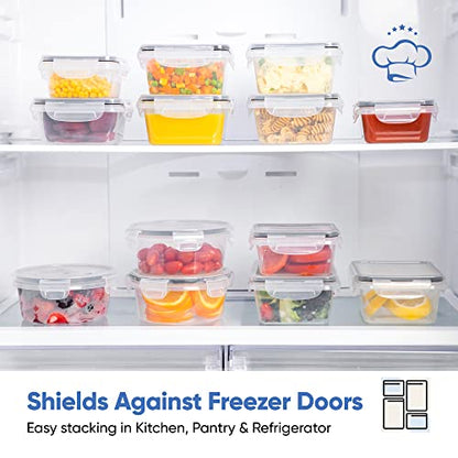 Chef's Path 32 Piece Airtight Food Storage Containers with Easy Snap Lids, 16 Containers and Lids, Stackable Kitchen and Pantry Canisters for Meal Prep and Food Storage - Transparent