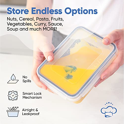 Chef's Path 32 Piece Airtight Food Storage Containers with Easy Snap Lids, 16 Containers and Lids, Stackable Kitchen and Pantry Canisters for Meal Prep and Food Storage - Transparent