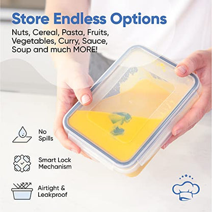 Chef's Path 32 Piece Airtight Food Storage Containers with Easy Snap Lids, 16 Containers and Lids, Stackable Kitchen and Pantry Canisters for Meal Prep and Food Storage - Transparent