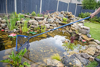 Collapsible Water Garden Koi Fish Pond Fish Catching Landing Net, 16 Inch by 13 Inch Wide (6mm) Course Durable Nylon Mesh Net Head, with Telescoping Extension Pole to 6 Ft