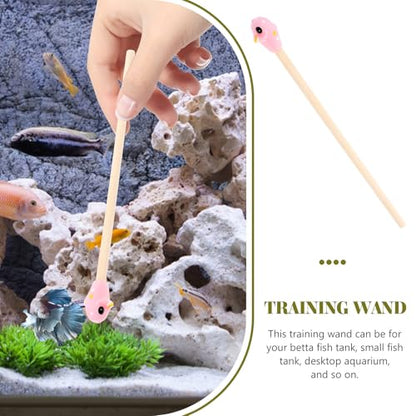 FRCOLOR Fish Training Stick Toys Fish Betta Training Wand Betta Bed Tunnel Hide Resting Tube Wooden Stick Interactive Wooden Wand for Aquariums-Random Color