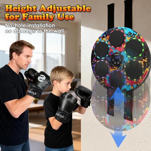 Music Boxing Machine for Kids & Adults - Wall Punching Bags with Lighting - color: Graffiti