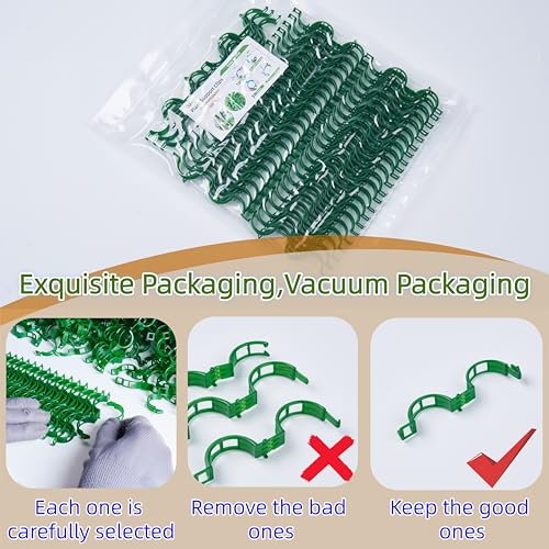 100Pcs Garden Vine Plant Support Clips,Plastic Fixing Clips for Securing and Training Climbing Plants,Tomatoes,Grapes,Vine Vegetables and Potted Plant (100, Green)