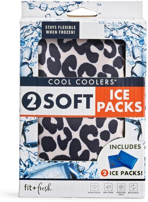 Cool Coolers by Fit & Fresh 2 Pack Soft Ice, Flexible Stretch Nylon Reusable Ice Packs for Lunch Boxes & Coolers, Feline Fine - color: Feline Fine, size: Standard