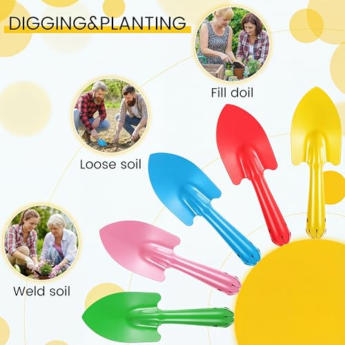 50 Pcs Mini Colorful Metal Hand Shovel 7.87 x 2.56 Inch Mini Trowel Set Garden Tools Small Garden Shovels for Digging Gardening Soil Planting Transplanting Women Men, 5 Colors