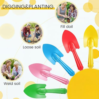 50 Pcs Mini Colorful Metal Hand Shovel 7.87 x 2.56 Inch Mini Trowel Set Garden Tools Small Garden Shovels for Digging Gardening Soil Planting Transplanting Women Men, 5 Colors
