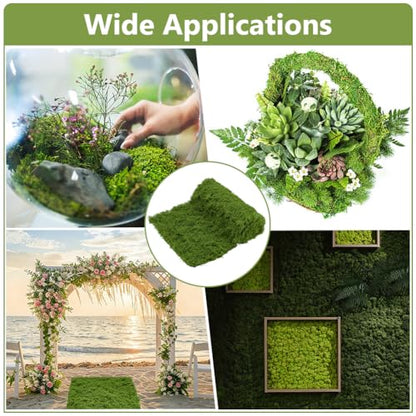 Artificial Moss Mat 19.7 * 78.7inches Green Moss Table Runner Fake Mossy Sheet Roll Waterproof Grass Carpet Blanket Christmas Fake Mossy Table Runner for DIY Fairy Garden Floral Wedding Decor