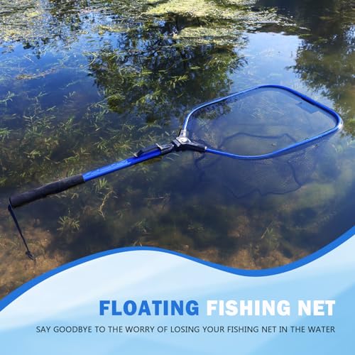 Floating Fishing Net Fish Landing Net, Fishing Nets for Fish, Kayak Fishing Net with Third-gen Upgrade Locking Switch - Lightweight Rubber Coated Fish Net for Easy Catch & Release