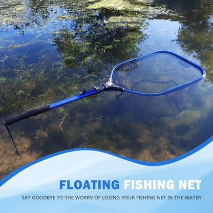 Floating Fishing Net Fish Landing Net, Fishing Nets for Fish, Kayak Fishing Net with Third-gen Upgrade Locking Switch - Lightweight Rubber Coated Fish Net for Easy Catch & Release