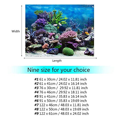 Keenso PVC Adhesive Aquarium Fish Background Poster,Landscape Wallpaper Painting Sticker Decor, PVC Adhesive 3D Underwater Backdrop Poster Aquarium Wallpaper (91 * 50cm) - size: 91*50cm