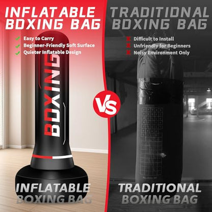 70" Freestanding Punching Bag with Boxing Gloves & Electric Air Pump, Heavy Duty Standing Boxing Bag for Adults and Teens, MMA, Muay Thai, Kickboxing, Home Gym Training