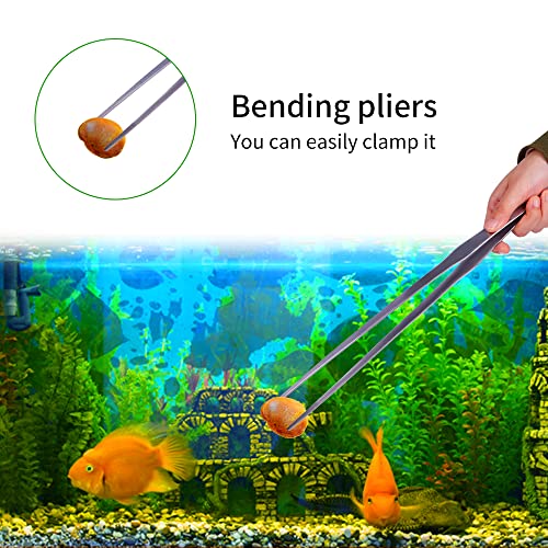 Extra Long Handle Aquarium Tweezers Serving Tongs Feed clamp,2 Pack Stainless Steel Straight and Curved Tweezers Set for Fish Tank Plants Reptile Feeding Tongs（15 Inchs）