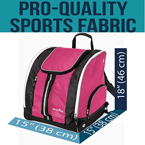 Athletico Ski Boot Bag – Skiing and Snowboarding Travel Luggage – Stores Gear Including Jacket, Helmet, Goggles, Gloves & Accessories – Venting and Grommets for Snow Drainage - color: Pink