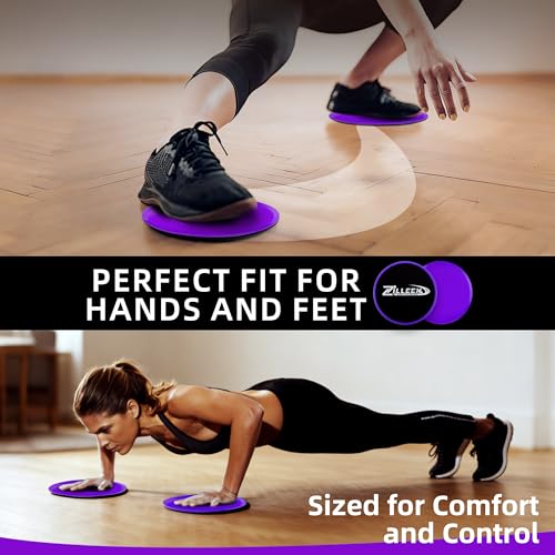 ZILLEEN Exercise Sliders for Working Out Pilates Fitness Discs 2pcs - color: Purple