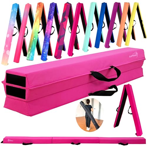 Marfula 6 FT / 8 FT / 9 FT Folding Gymnastics Beam Foam Balance Floor Beam - color: Pink, size: 10 Ft
