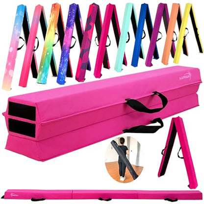 Marfula 6 FT / 8 FT / 9 FT Folding Gymnastics Beam Foam Balance Floor Beam - color: Pink, size: 10 Ft