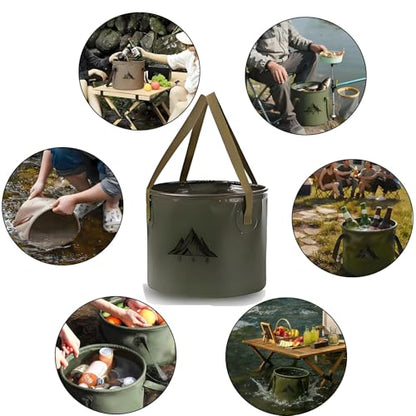 2Pcs Collapsible Bucket with Handle, 10 Gallon(20L+20L), Multifunctional Water Basin, Folding Tub, Portable Bin, Ultra Lightweight Outdoor Basin Bucket, Folding for Fishing, Camping, Hiking