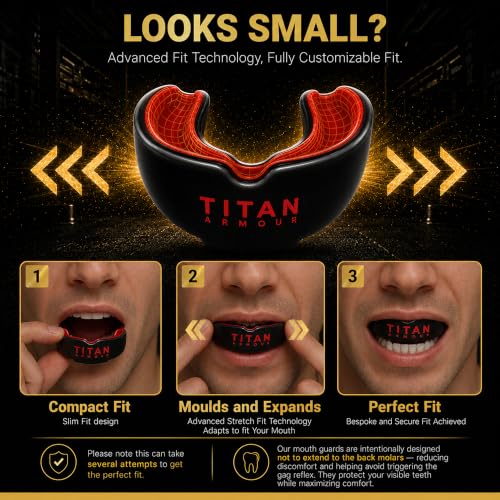Mouth Guard Boxing, Dual-Layer Boil & Bite Mouthguard, Adult | Premium Dual-Layer | Case Included | Adult & Youth Custom-Fit Mouthpiece | Football, MMA, Hockey, Lacrosse, BJJ, Basketball - color: Red, size: Adult Age 11+