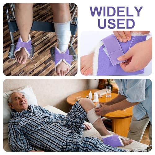 2 Pcs Sheepskin Heel Protectors for Pressure Sore Pad, Purple - color: Purple