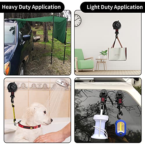 Heavy Duty Suction Cup Anchor 4pcs Strong Suction Cups with Hooks and 4pcs Tarp Clips Deavy Duty Lock Grip for Tie Down Car Awning Boat Camping Trap