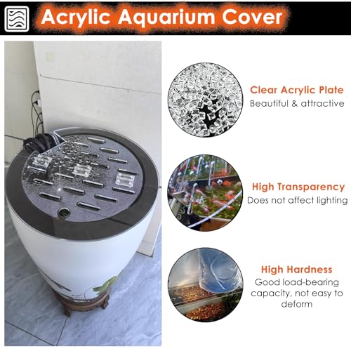 Katzowen Folding Flip-top Aquarium Anti-Jumping Lid with Hole, Round Acrylic Plate Fish Tank Cover, Profect Fish from Jumping Out Protect Cat(Outer Dia-70cm/28in) - size: Outer Dia-70cm/28in