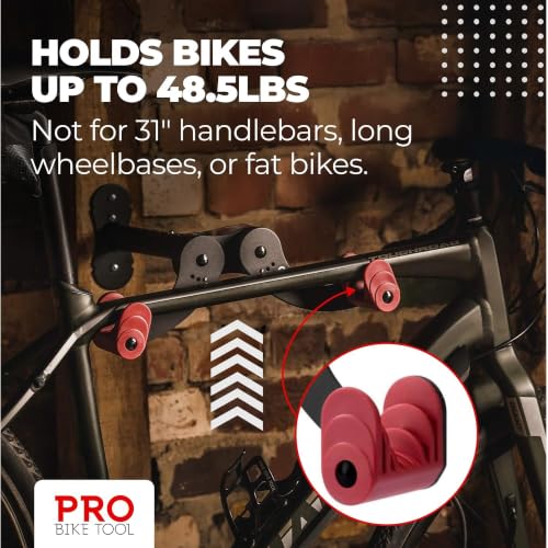 PRO BIKE TOOL Bike Rack for Garage Wall Mount - Horizontal Bike Storage - color: Red