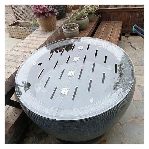 Katzowen Folding Flip-top Aquarium Anti-Jumping Lid with Hole, Round Acrylic Plate Fish Tank Cover, Profect Fish from Jumping Out Protect Cat(Outer Dia-100cm/39in) - size: Outer Dia-100cm/39in